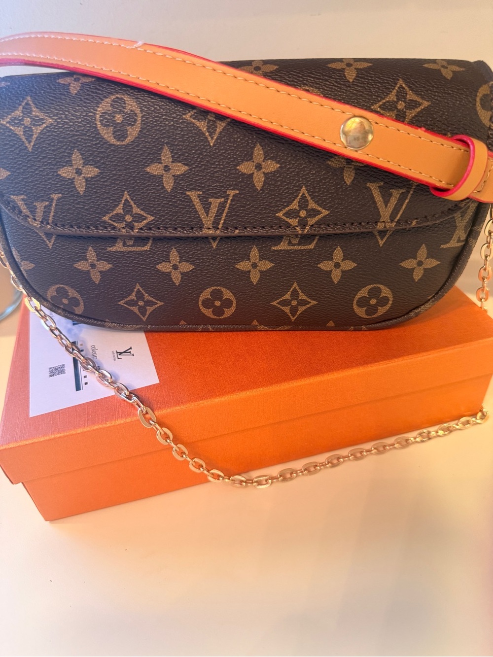 Louis Vuitton Monogram Crossbody Bag - Brown with Tan Strap